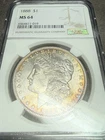 1888 P PCGS MS-64 Morgan Silver Dollar Huge Toner Toned Full Reverse $1 Pq