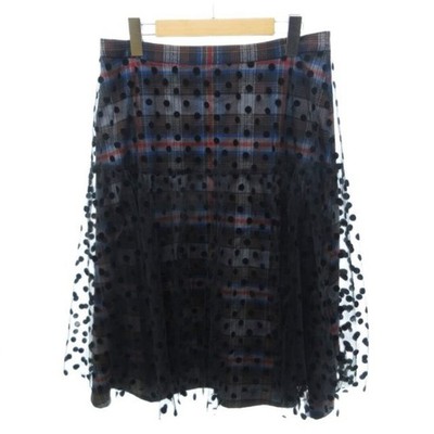PASKAL Tulle Skirt Flare Check Dot L Multicolor HW Used b5efad3569dd6aed5c158689