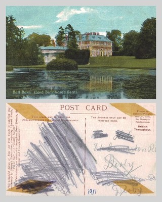 Alte Postkarte - Hall Barn Lord Burnhams Sitz Beaconsfield UNBESENDET