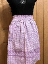 Vintage Handmade Purple Gingham Apron with Cross Stitch Trim  Pocket