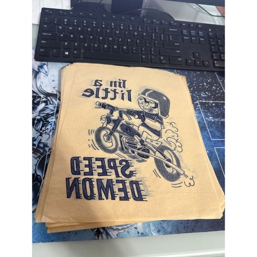 Vintage Im a Little Speed Demon Iron On Heat Transfer Biker Motorcycle Retro DIY