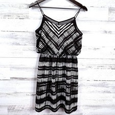 Express Mini Dress Black White Striped Sleeveless Blouson Cami XS