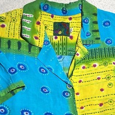 Vintage Made in USA Jams World Hawaiian Shirt L Blue  Green Mixed Print RARE