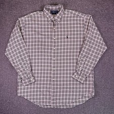 Vintage Ralph Lauren Shirt Men L Blake Fit Plaid Check Long Sleeve Button Oxford