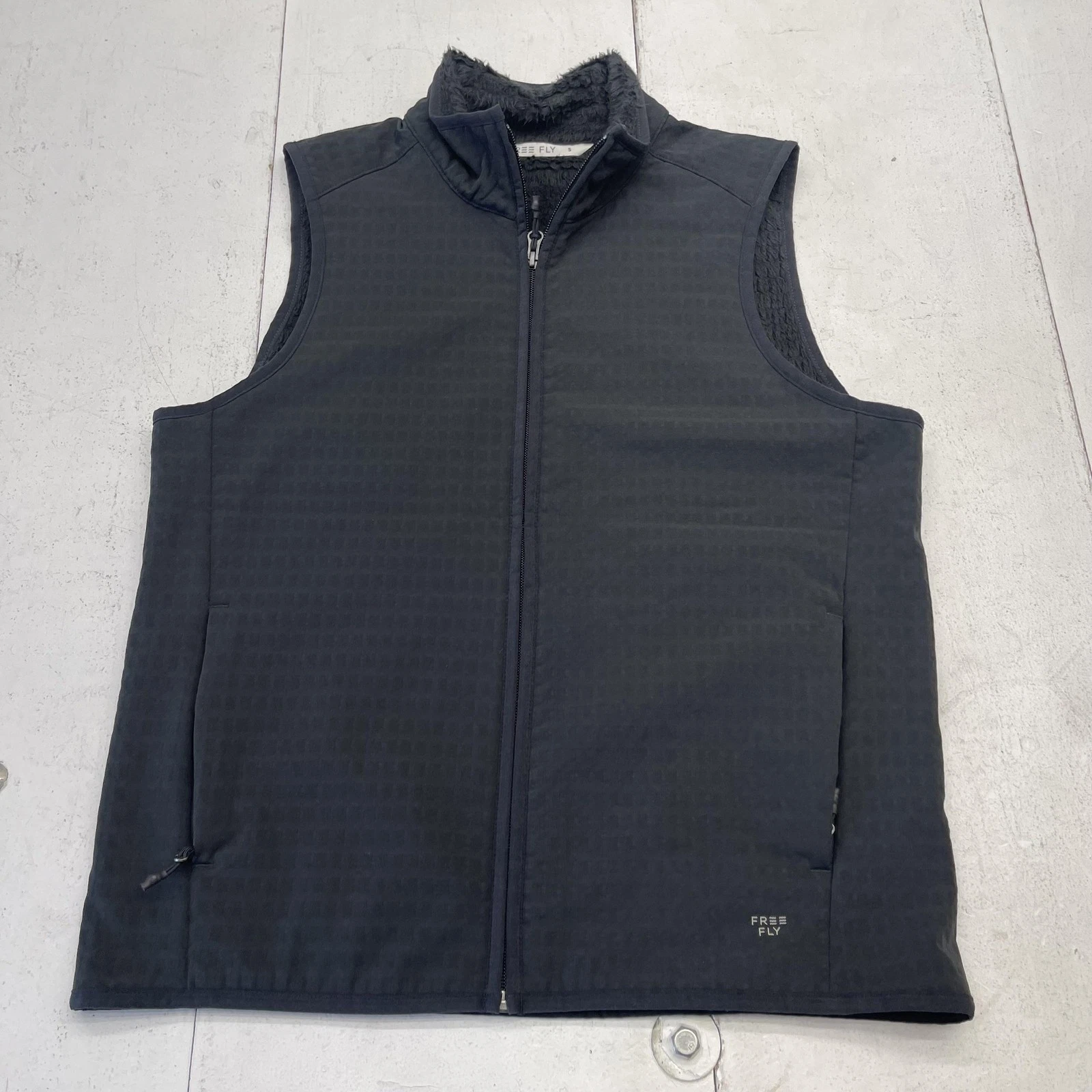Free Fly Vest Mens Small Gray Gridback Fleece Softshell Full Zip Lined