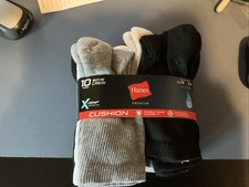 Hanes X temp 10 Pair Boys Crew Socks Multicolor Size Large 3-9