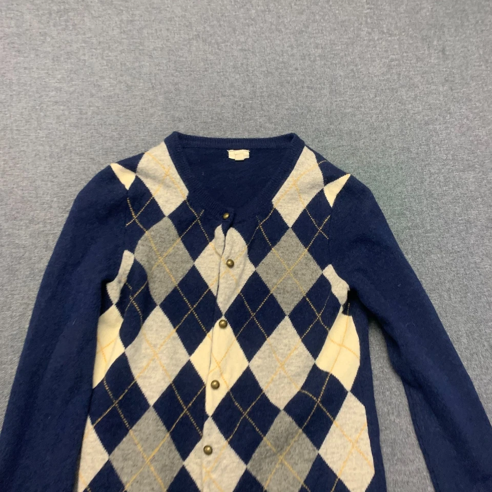 Женский свитер J.Crew размер XS синий кардиган на пуговицах спереди аргайл опрятный классический - Изображение 2 из 4