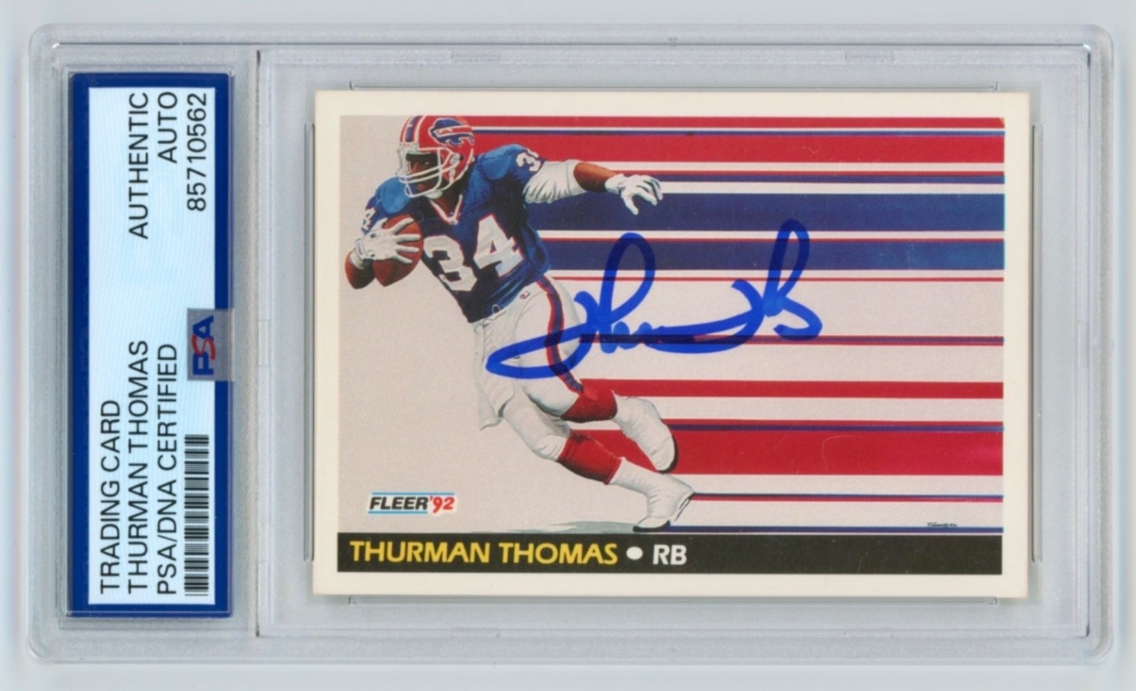 THURMAN THOMAS Buffalo Bills Signed 1992 Fleer Provision Card #476 PSA Auto 0562