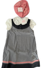 NWT Janie and Jack 2T 24M Outfit Jumper Dress Shirt Beret Hat Spring