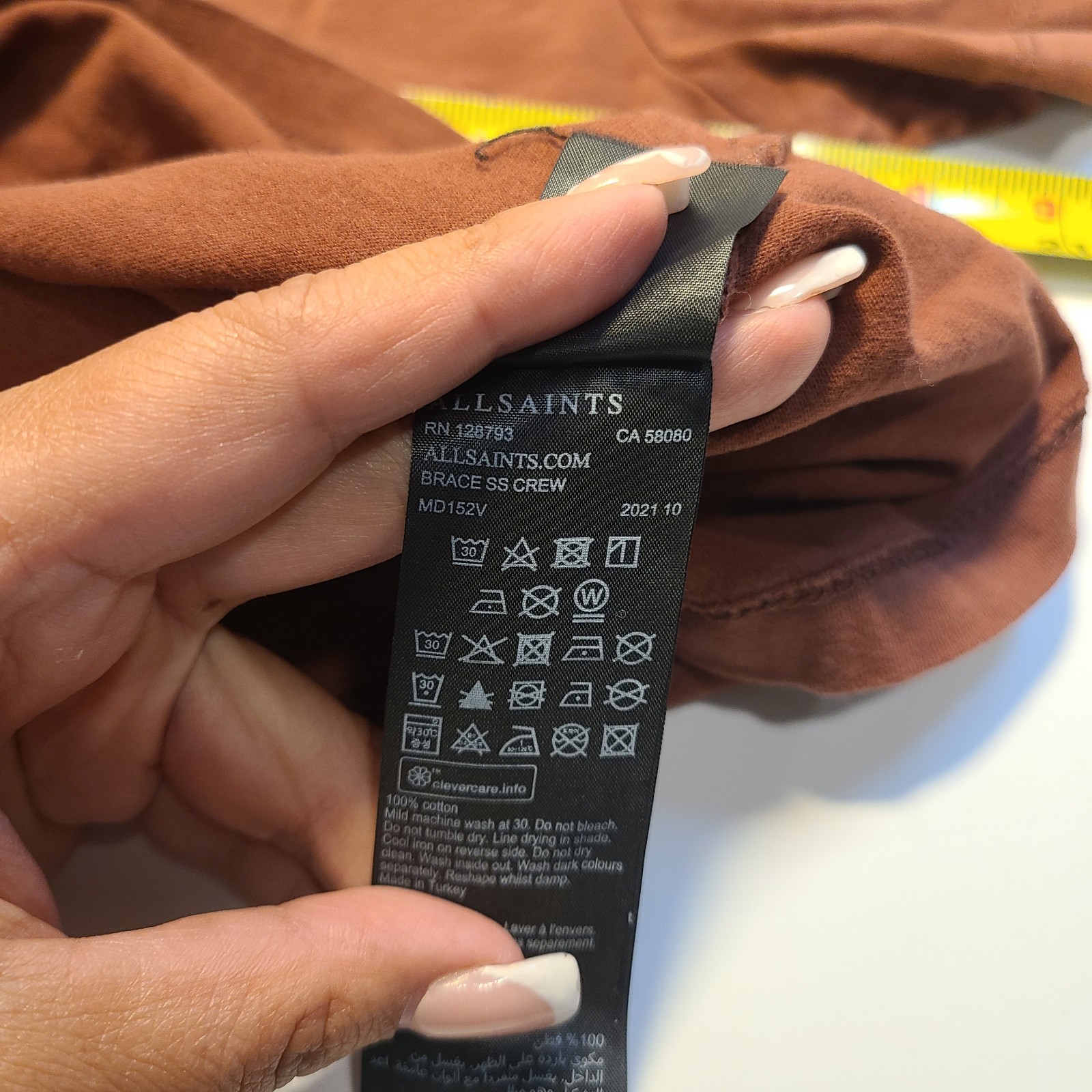 Allsaints Brace SS Crew Regular Fit Basic Brown T… - image 8