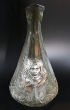 Oryginalny secesyjny wazon z kobiecą twarzą, podpisany Michele, art nouveau