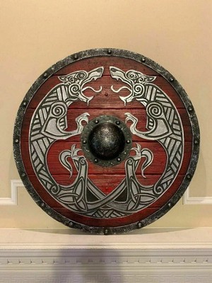Beautiful Medieval Viking Shield 24'' Round Wooden Shield Heavy Metal Fitted Gift