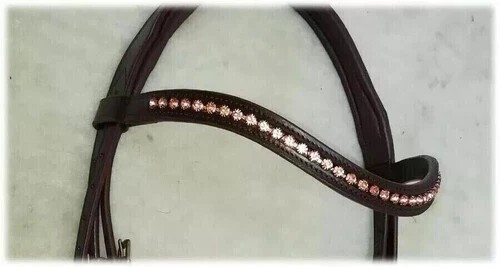 Bridon anglais Equistallion en cuir neuf avec frontal en cristal