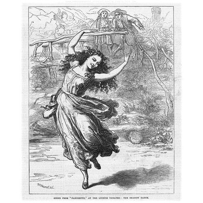 LONDON Schattentanz von Fanchette im Lyceum Theatre - antiker Druck 1871