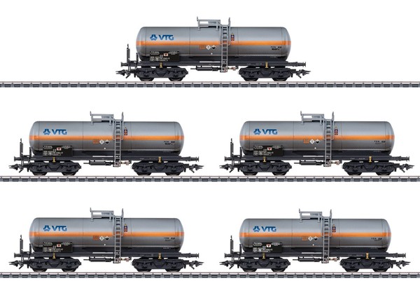 MäRklin 46465 5Er-Set Chlorgaskesselwagen Vtg Leicht Gealtert Ep. V, H0 Neu+Ovp-image