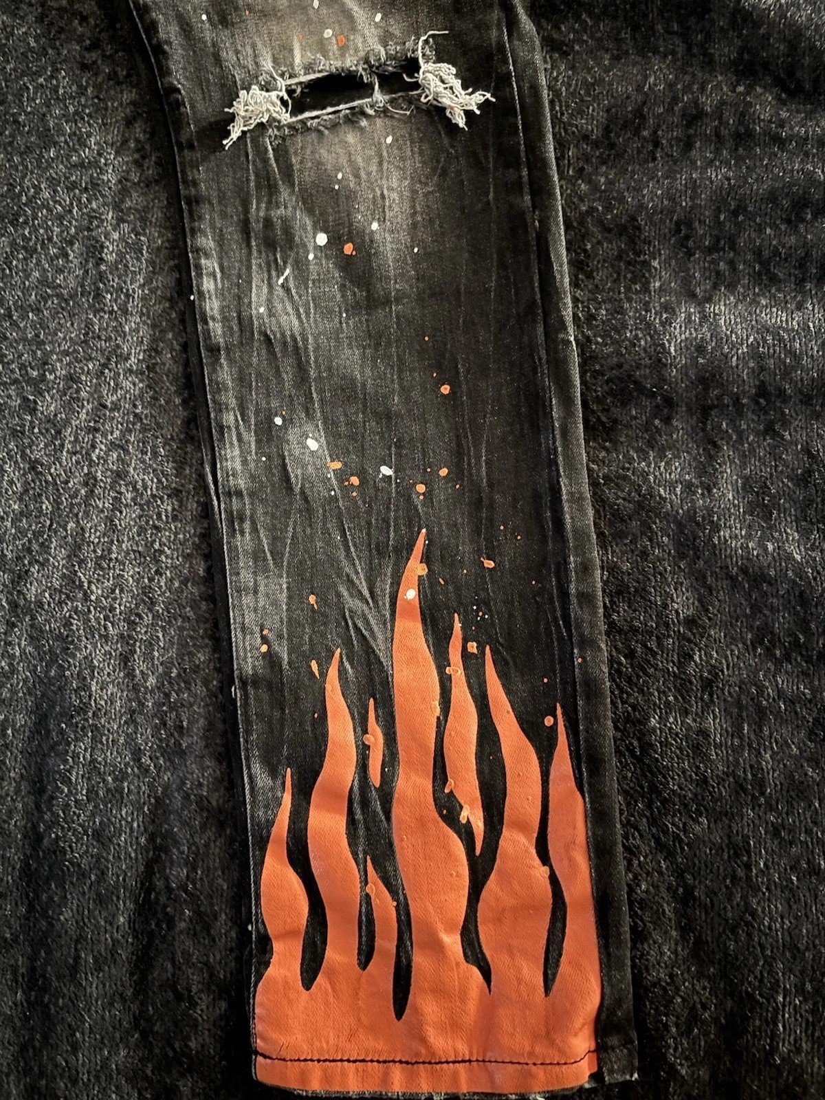 THRT Black Graphic Patchwork Distressed Paint Spl… - image 7