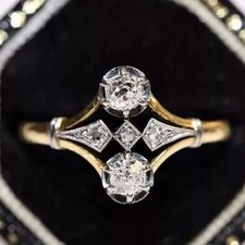 Art Deco 1,50 Kt Rund Diamant Vintage Verlobungsring 14 Karat Gelbgold Gr 50-60