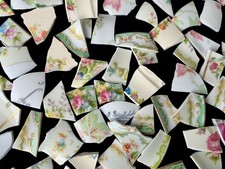 Broken China Mosaic Tiles Multicolored FLORALS 90 Pieces Set B