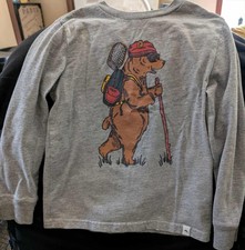 Tommy Bahama Boy's Size Small 5/6 Long Sleeve Shirt with Hiking Bear Picture