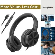 USB C Headphones Wired, Over Ear USB C Wired Headphones with Microphone, Volu...