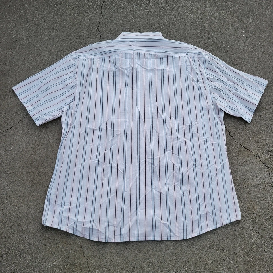 Vintage Y2K UnionBay Stripe Short Sleeve Button Up Shirt Mens 2XL XXL White Blue - Image 4 of 4