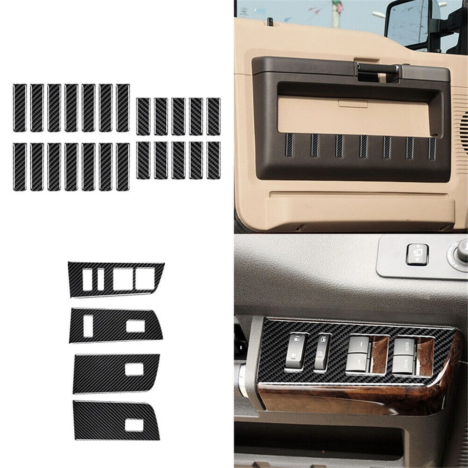 Carbon Fiber Interior Full Set Cover Trim For Ford F-250/350/450/550/650/750 Foto 2 de 4