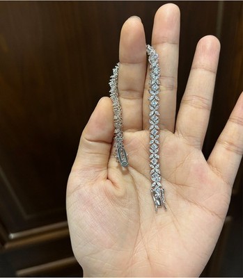 5A Zircon Clover Tennis Chain Bracelet Solid 925 Silver Women Christmas Gift