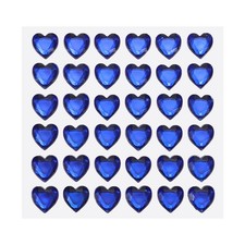 144 Pcs Heart Rhinestone 10mm Self Adhesive Gems Stickers Dark Blue