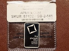 10 gram Platinum Bar - Valcambi 2640.69 per troy oz