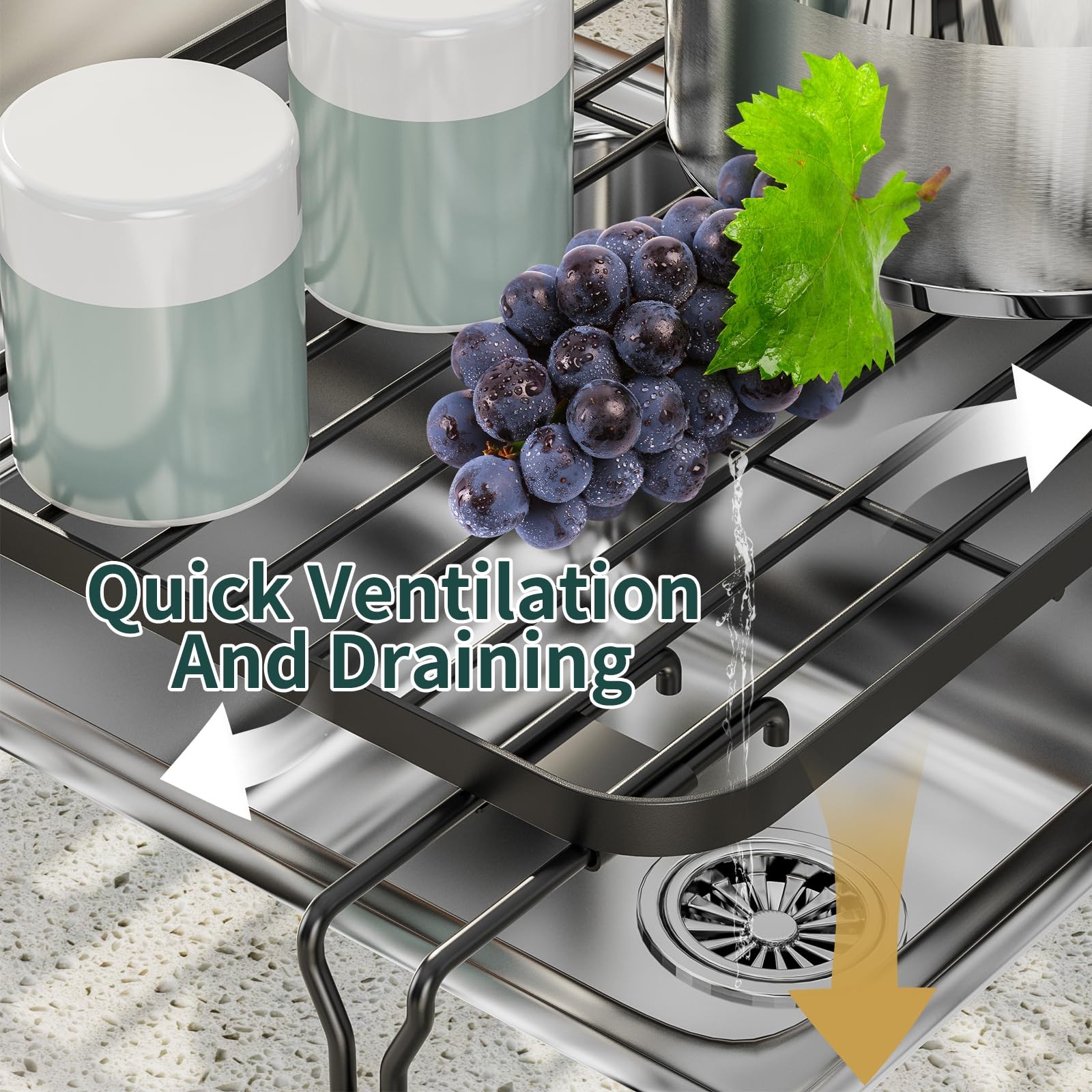 Over The Sink Dish Drying Rack Compact Drainer for Kitchen Counter