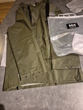 HELLY HANSEN Jacket Mens M Green Workwear Rubberised PVC Waterproof Mandal Coat