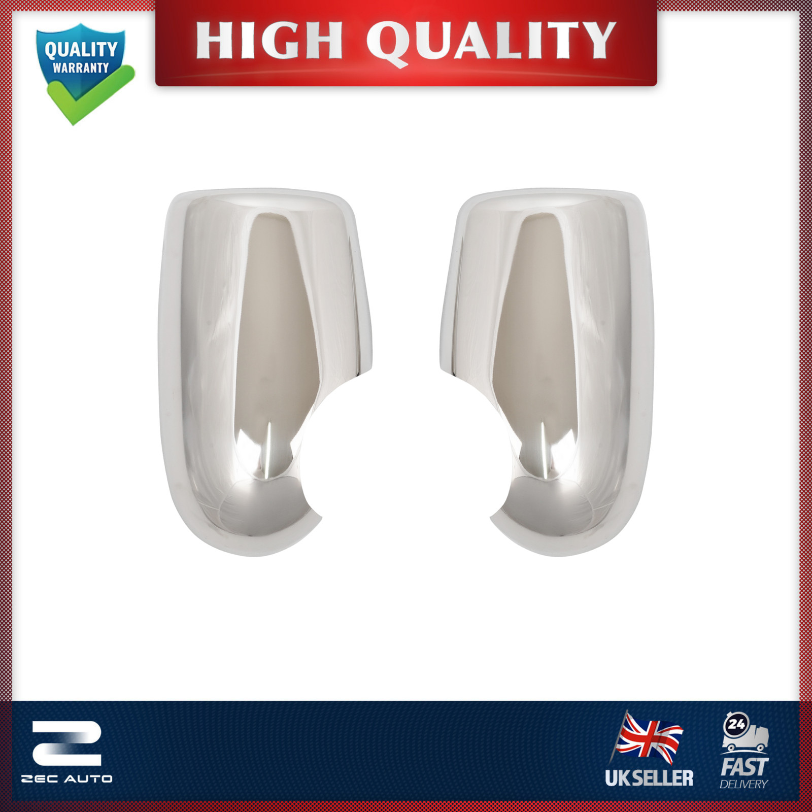 Chrome Wing Mirror Covers for Ford Transit MK6 MK7 2000-2013 Door Side Caps Pair