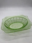 Anchor Hocking 1930s Green Uranium Princess Pattern Depression Glass Oval Bowl