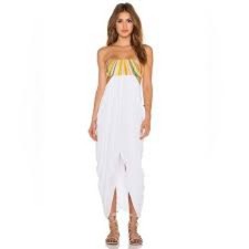 Mara Hoffman Swim Embroidered Rainbow Bandeau Midi Dress Sz Lg EUC