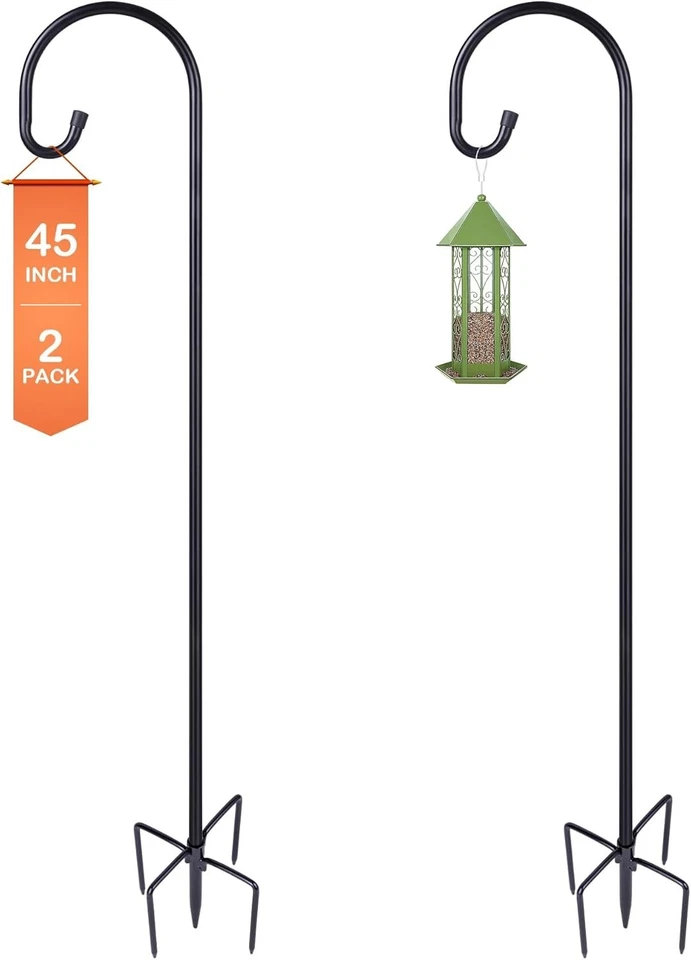 Poste de alimentación de aves, ganchos de pastor de alta resistencia de 45 pulgadas para exteriores con 5 puntas... Foto 2 de 4