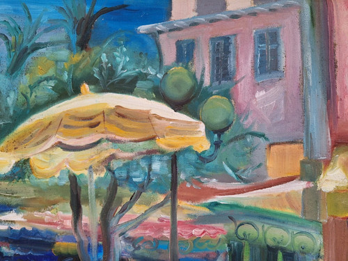 Peinture huile Sur Toile Provence Paysage Architecture Tableau Encadré Signé - Photo 8 sur 10