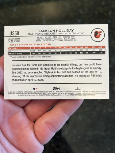 Actualización Topps 2024 Jackson Holliday RC US50 Silver Crackle SP! - Imagen 2 de 2