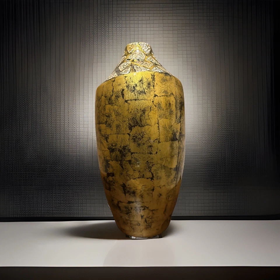 "Elegante jarrón de porcelana dorado/negro 17""x8""" Foto 4 de 4