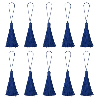 6.5'' Silky Bookmark Tassels with Loop for DIY Craft Accessory, 20Pcs Dark Blue