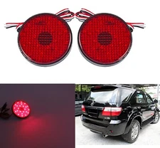 2x LED Red Bumper Reflector Tail Stop Brake Lights For 2005-2011 Toyota Fortuner