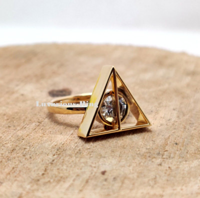 14K Solid Yellow Gold Engagement Ring, White Moissanite Triangle Shape Ring