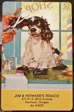 Butch Dog Get Trim-Staehle-Jim/Howard Texaco, Or.-Original VTG Swap Playing Card