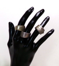 LOT OF THREE HANDMADE SILVER PLATE SPOON RINGS SIZE 7  j88cr CK51