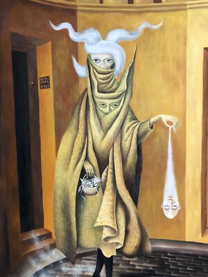【インパクトアート/額つき】Warning Psycho Girl【S10号 Remedios Varo Woman Leaving the Psychoanalyst Large Custom Framed