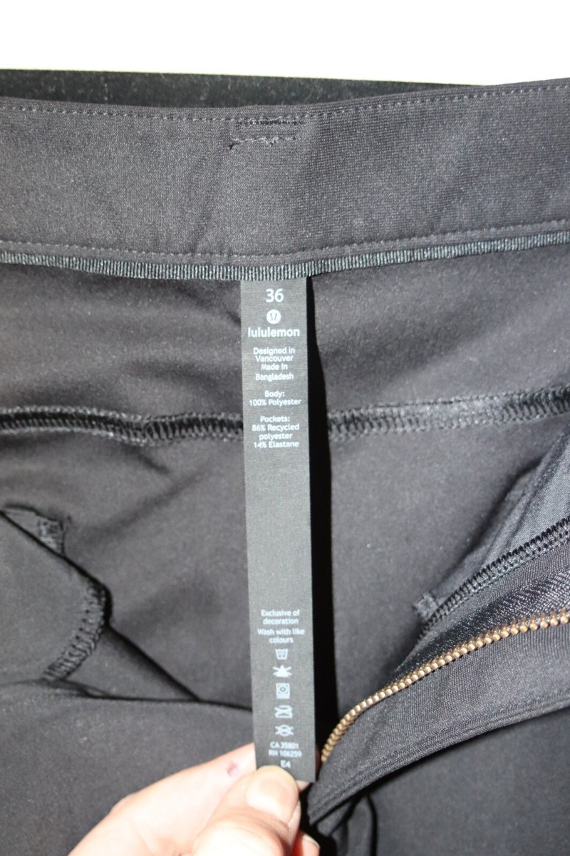 Lululemon Mens Black Pants RN# 106259 Sz36 X 32 Pants w/belt loops