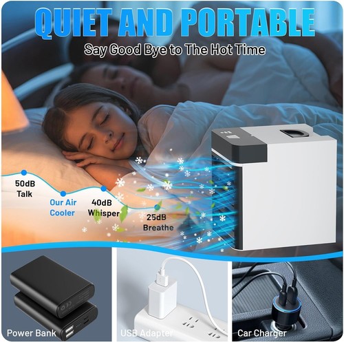 Portable Air Conditioners Fan, Mini Air Conditioner with 2 Ice Packs, 3 Speed An - Picture 4 of 7