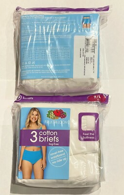 Women's White Plus & Regular Fruit of The Loom 3 Pack Cotton Briefs: 5-6-7-8-9