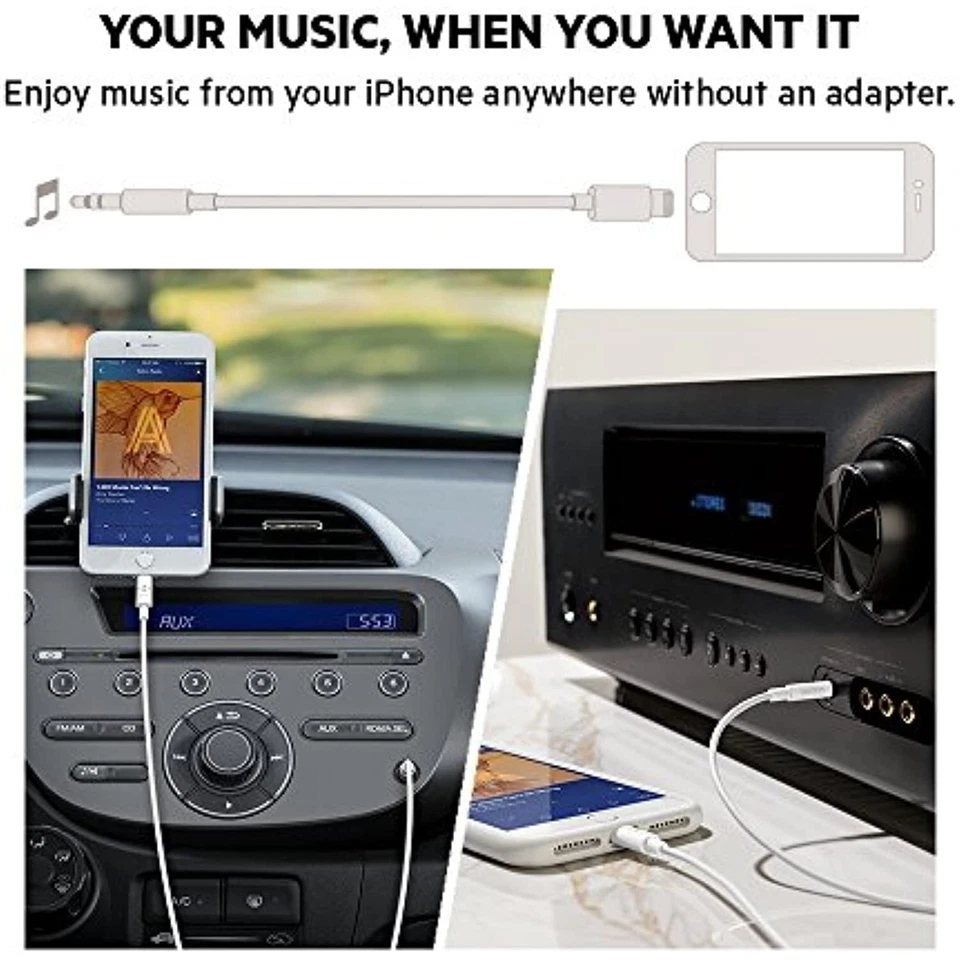 Belkin AV10172bt03-BLK 3.5mm Audio Cable With Lightning Connector, Black - Image 3 of 4