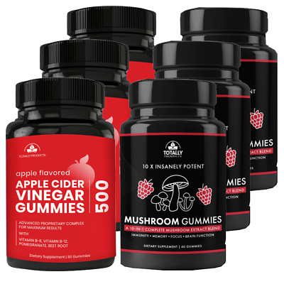 Mushroom Brain Function Support Apple Cider Vinegar Gummies Digestive Health 3PK