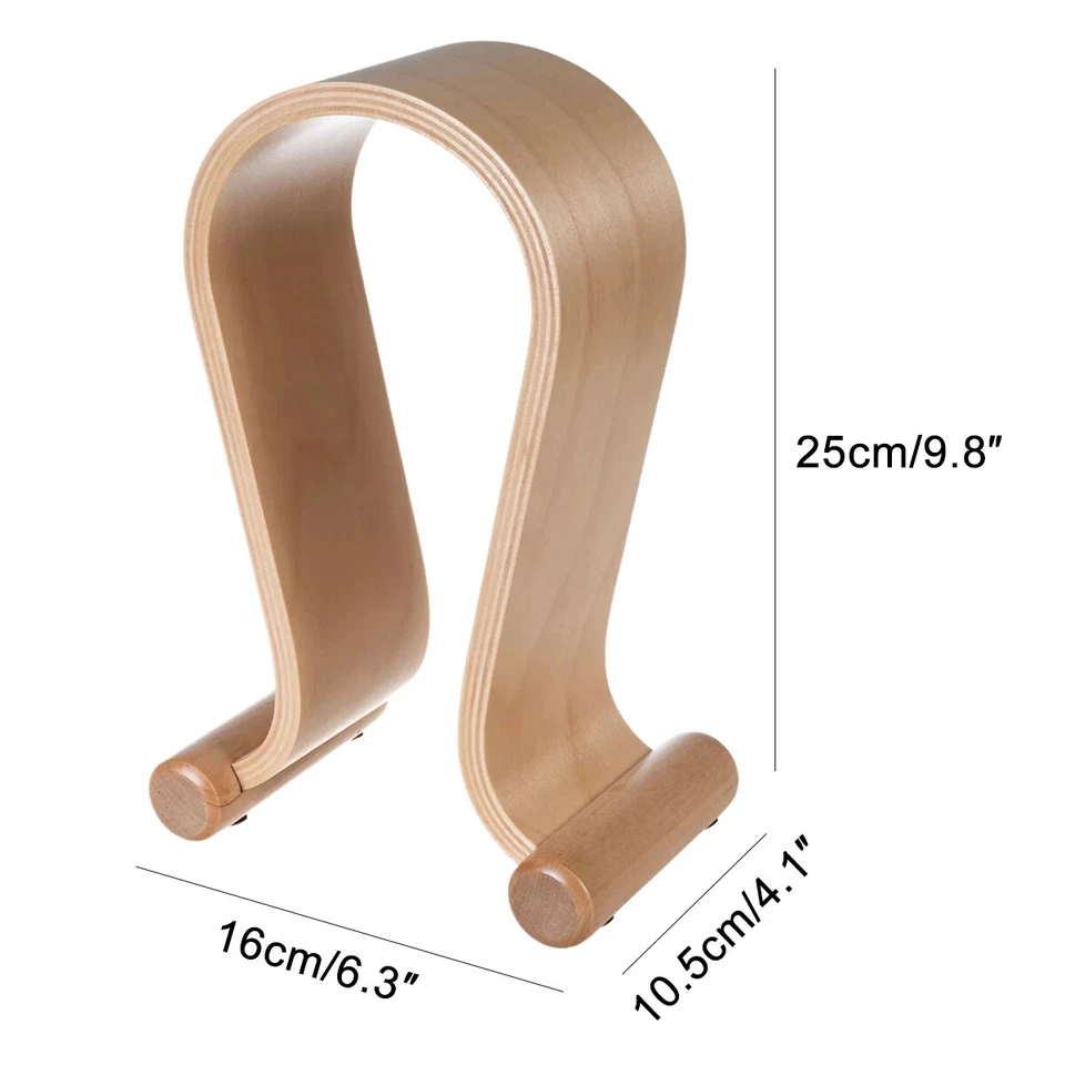 U-Shaped Walnut Wood Headphone Stand – Desktop Headset Holder Hanger Bracket - Image 2 of 4